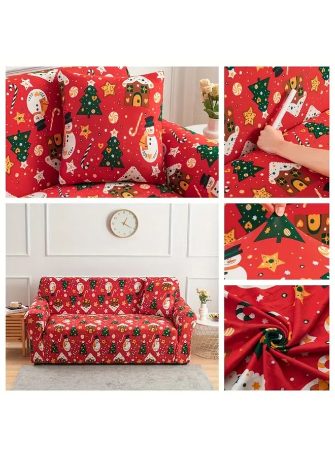 Christmas House Single Seat Sofa Cover With Free Pillowcase Holiday Decor - Image 5